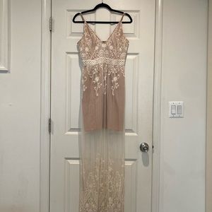 Wayf Nude Ivory Lace Dress